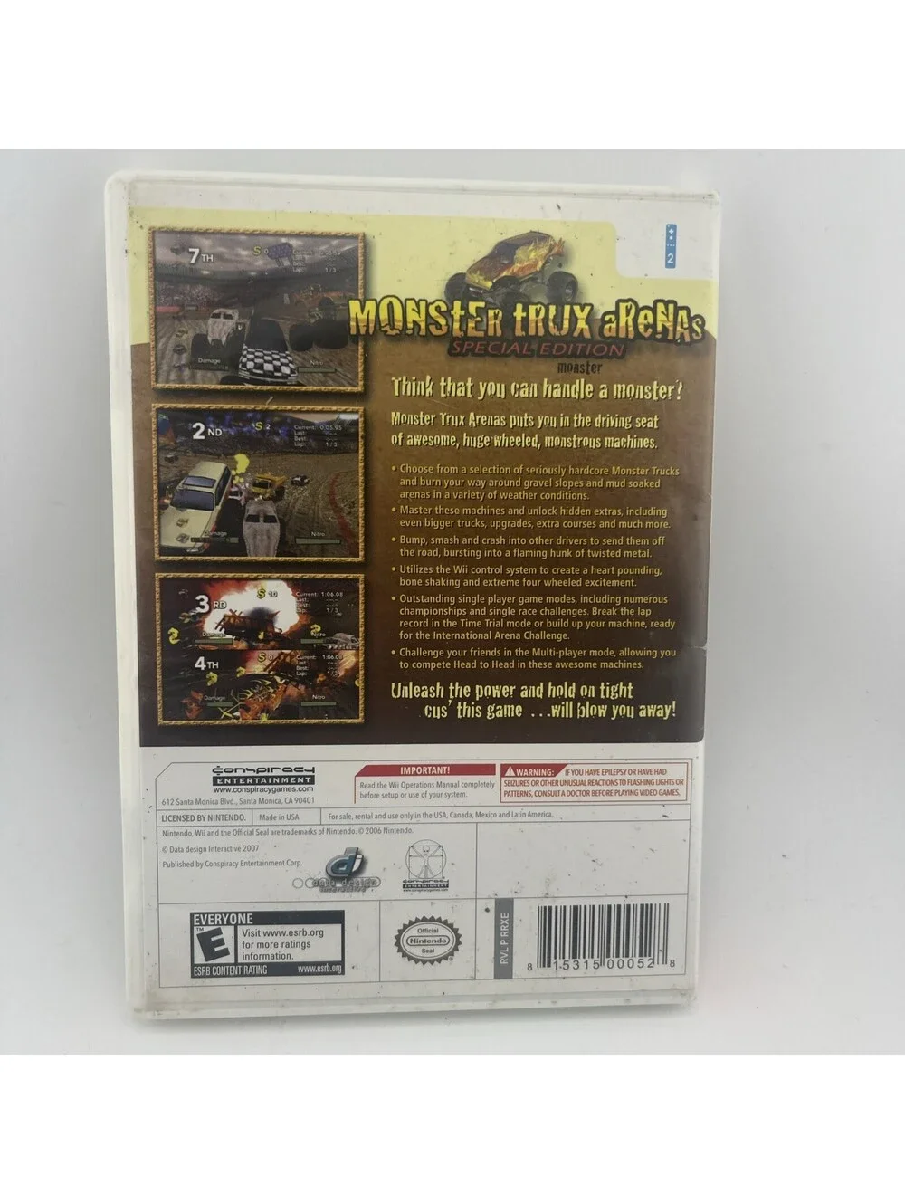 Monster Trux Arenas Special Edition Nintendo Wii Complete Case MT250